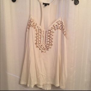 EXPRESS white glitter top, strappy flare!